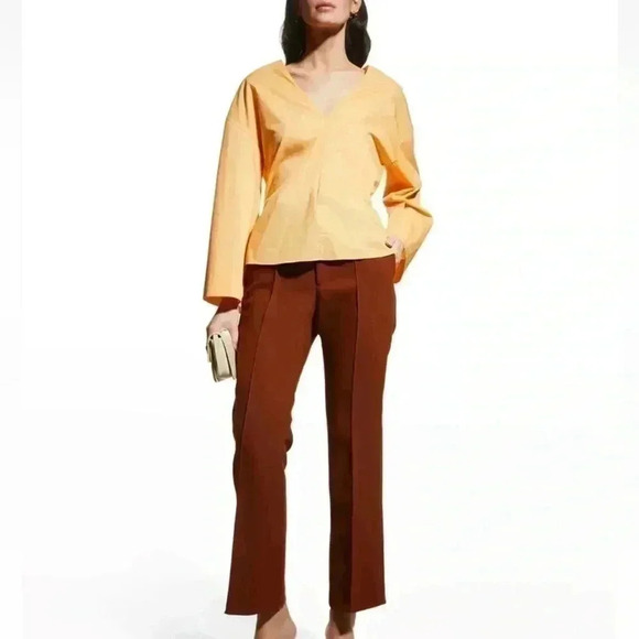 Vince cutout shirred blouse in tangelo sz XS - Picture 9 of 10